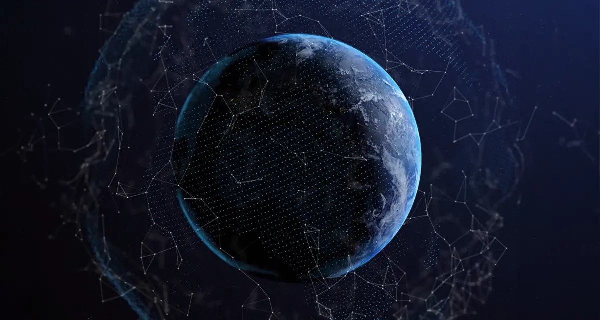 Kula ziemska z połączeniami sieciowymi, symbolizująca bezpłatny dostęp do Internetu w niemal 200 krajach.